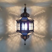 Orientálna lampa Biban Trombia modro-biela 1